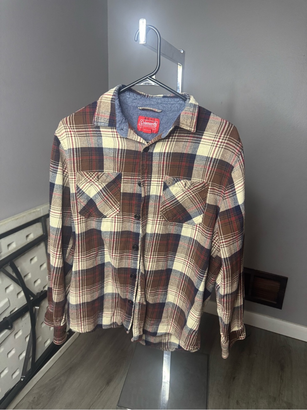 Coleman Brown Cream & Red Plaid Lightweight Shirt Jacket